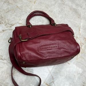 LIEBESKIND Berlin Buttery Soft Leather Wine/Burgundy  Crossbody Satchel Tote